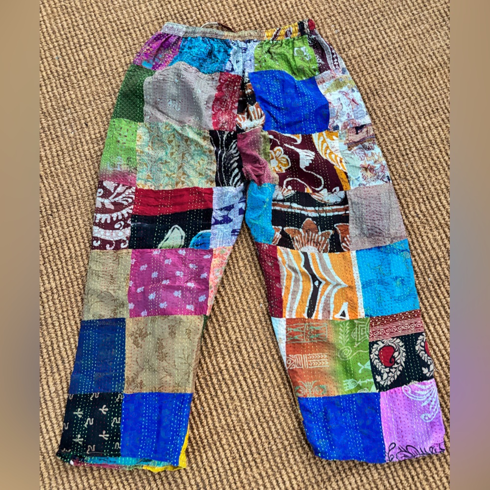 Silk Boho Patchwork Pants - image 2